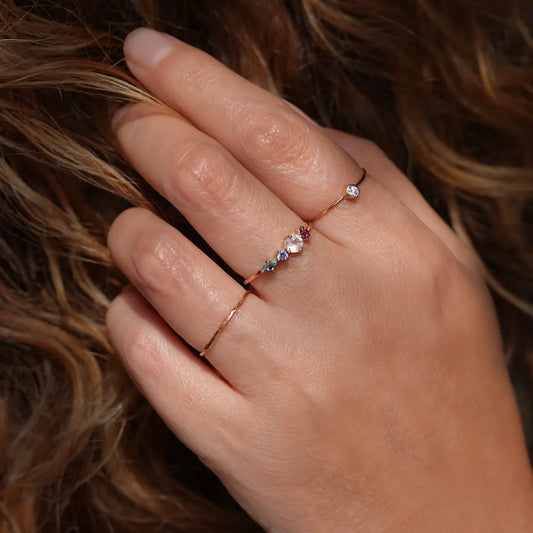 Anillo de Oro 18K Rodolita, Cuarzo Rosa