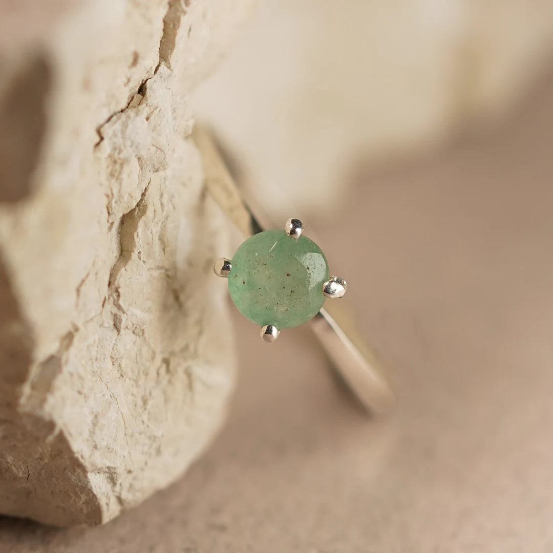 Anillo de Plata Circular Cuarzo Verde