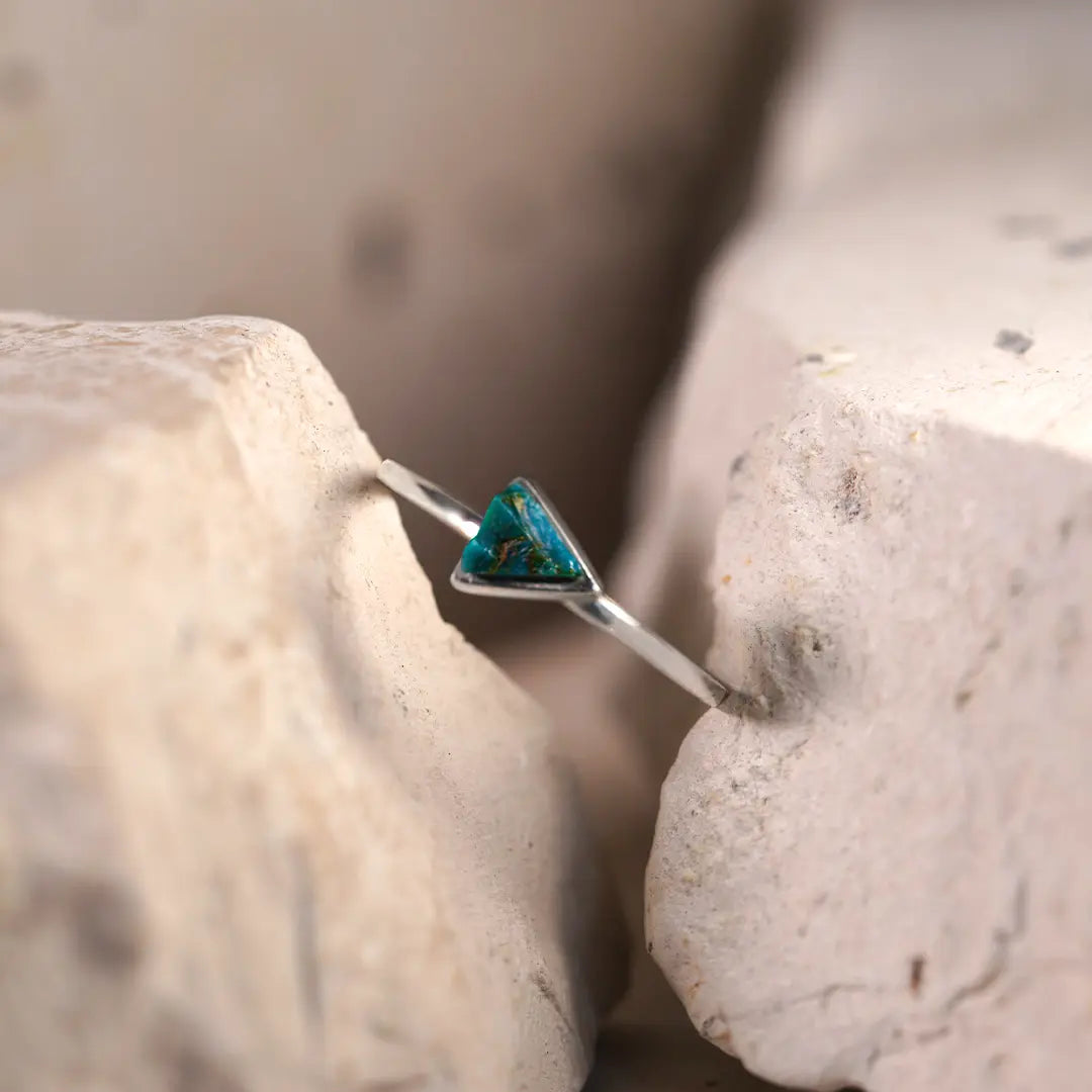 Anillo de Plata Triángulo Petit con Crisocola | Sissai Joyería 