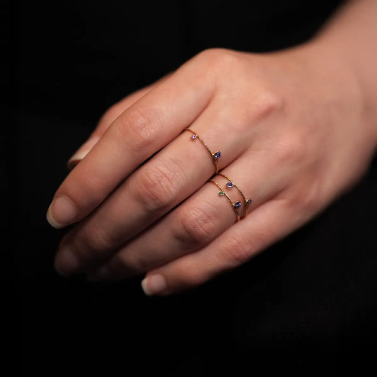 18k Gold Ring with Tanzanite and Emerald