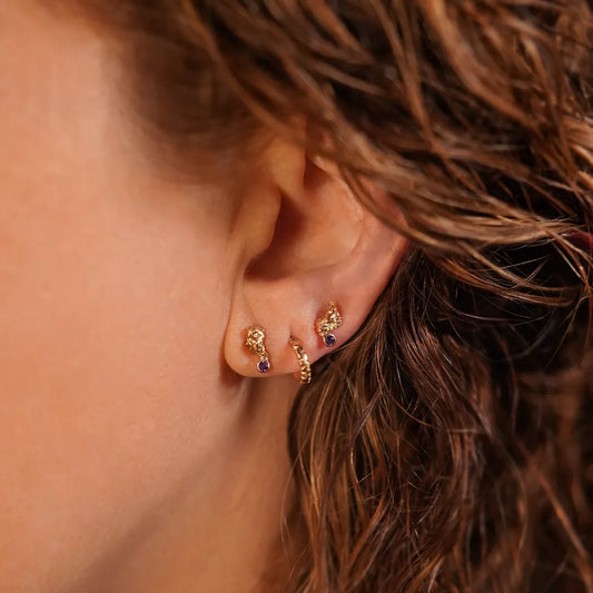 Aretes de Oro 18k Granalla Mini Amatista