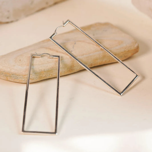 Argollas de Plata Rectangulares