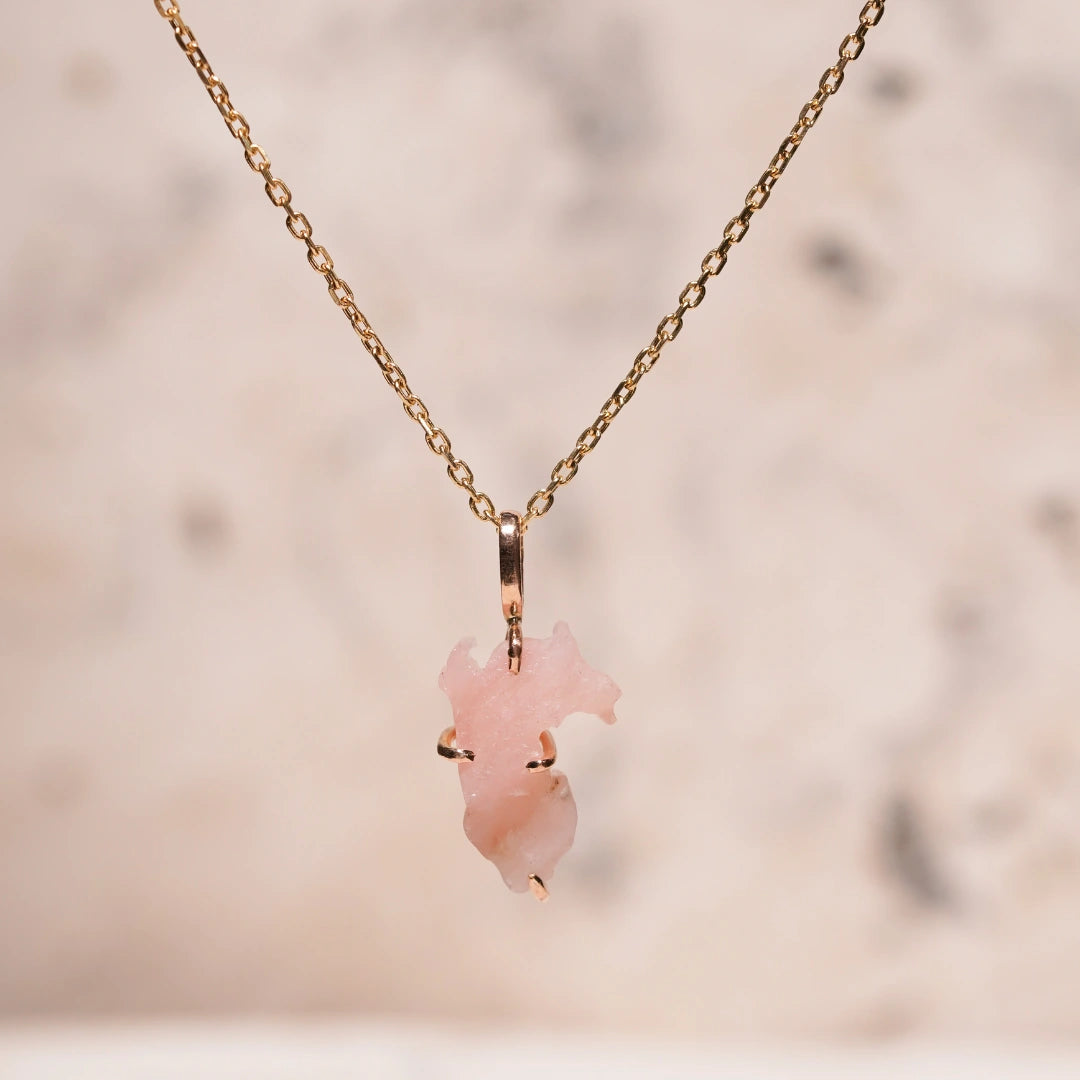 Dije de Oro 18K Cuarzo Rosa