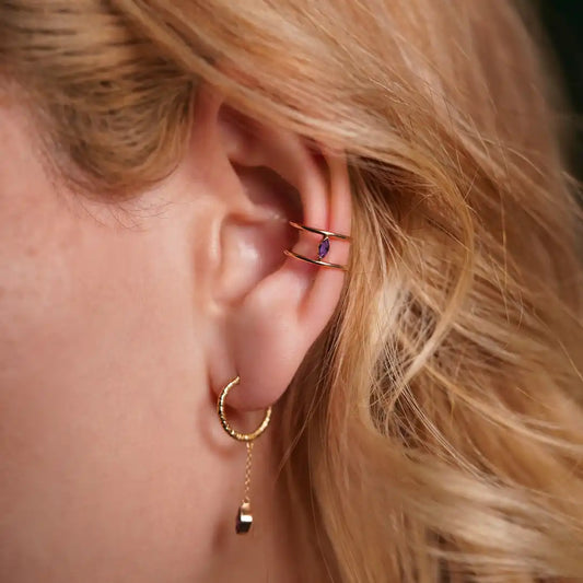 Earcuff de Oro con Amatista 18k