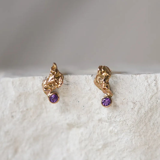 Aretes de Oro 18k Granalla Mini Amatista