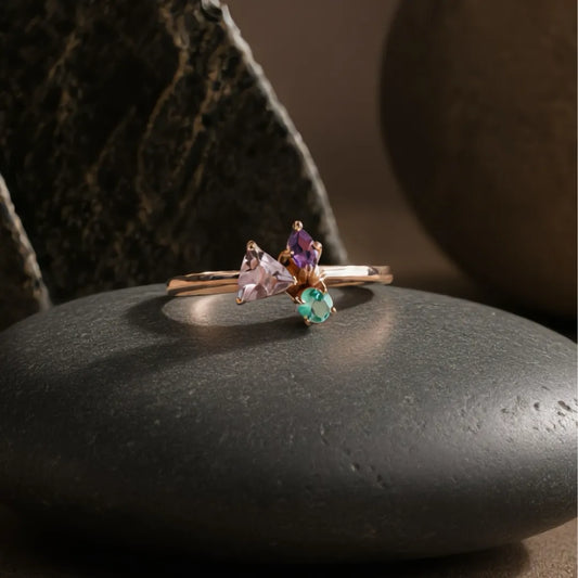 anillo amatista esmeralda turmalina rosa plata