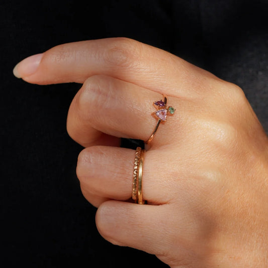 anillo amatista esmeralda turmalina rosa plata
