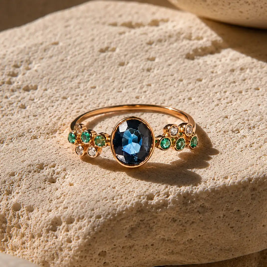 anillo oro 18k oval zafiro