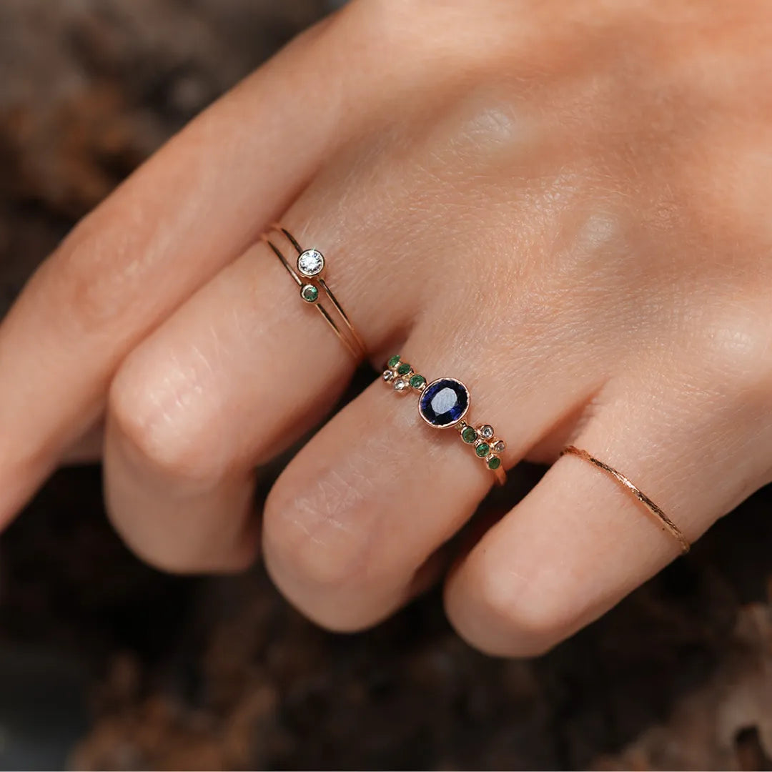 anillo oro 18k esmeralda y diamantes