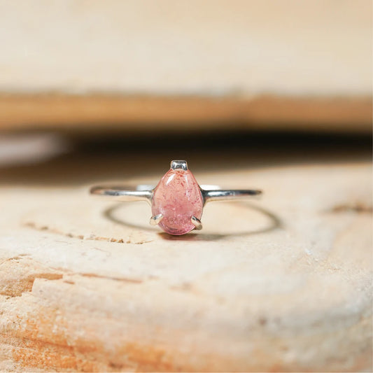 anillo plata turmalina rosa
