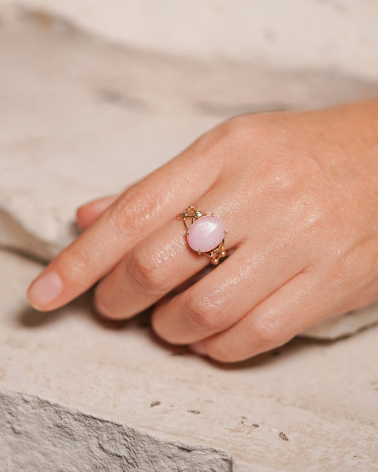 Anillo de Oro 18k Madre Selva Ópalo Rosa