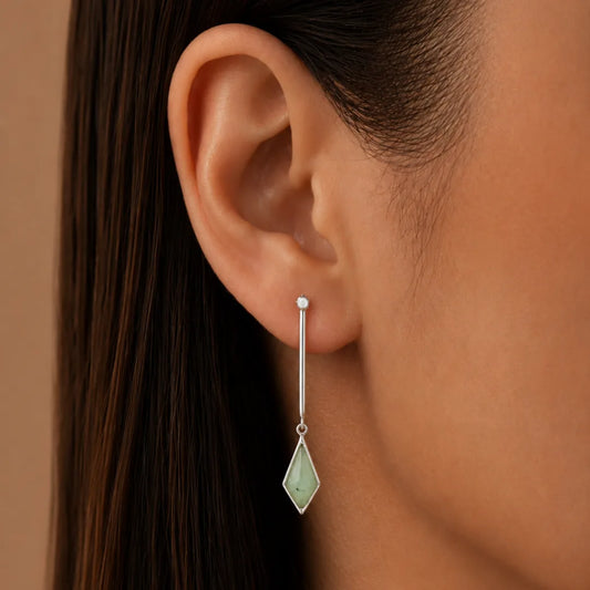 Aretes de Plata Colgantes Pucuna Cuarzo Verde