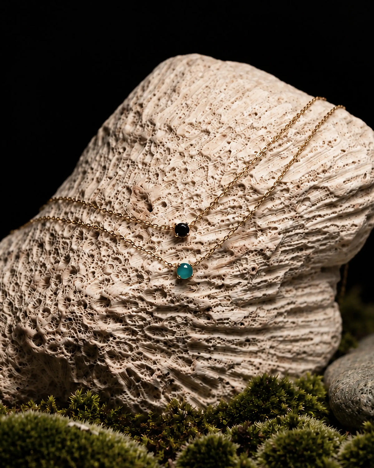 collar onix opalo andino solitario oro 18k