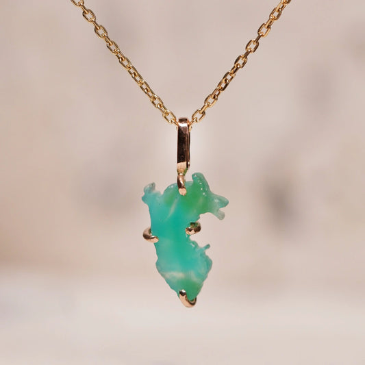 Peru Map Andean Opal Gold Pendant 18k