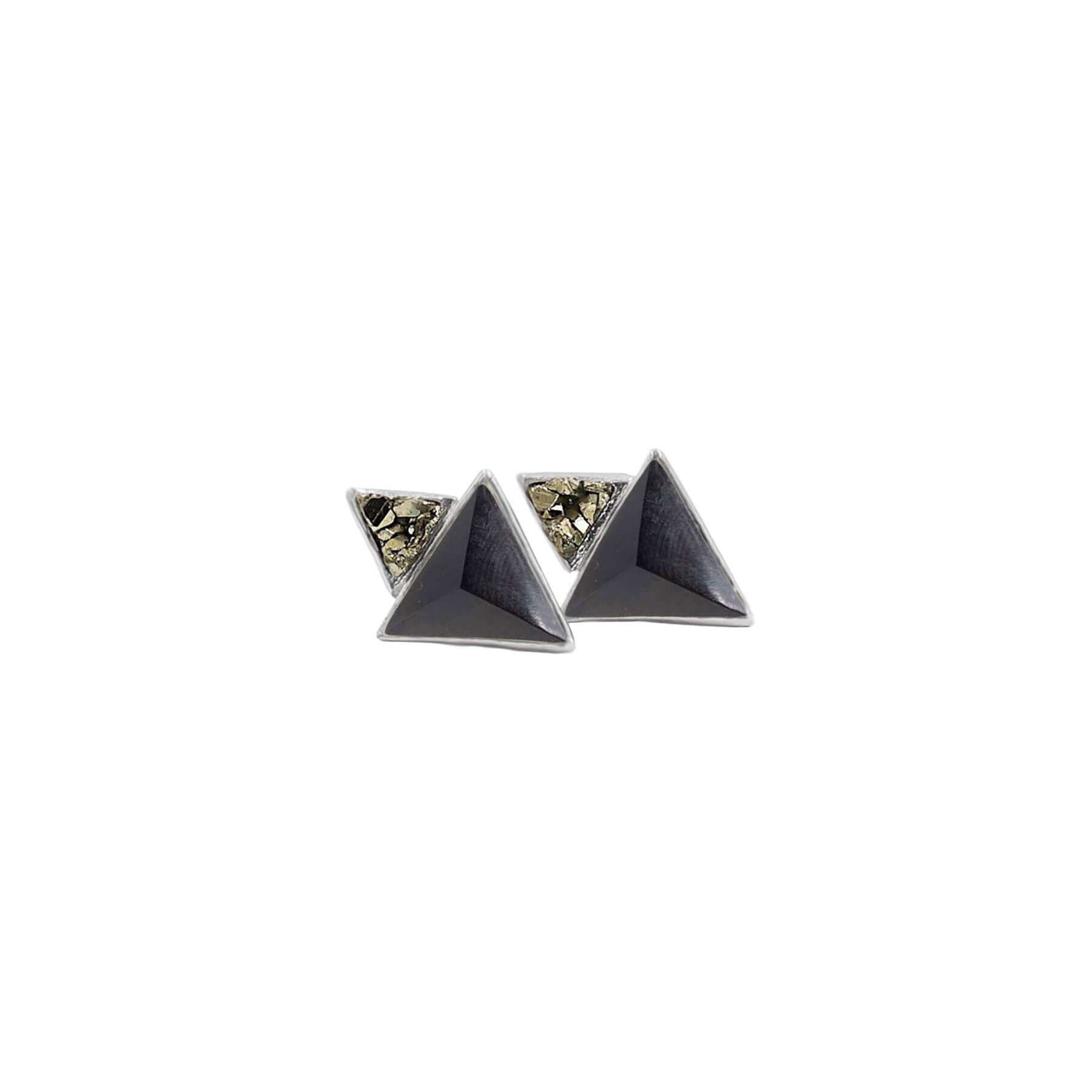 Aretes de Plata Triángulo y Pirámide con Piedras Naturales | Sissai Joyería 