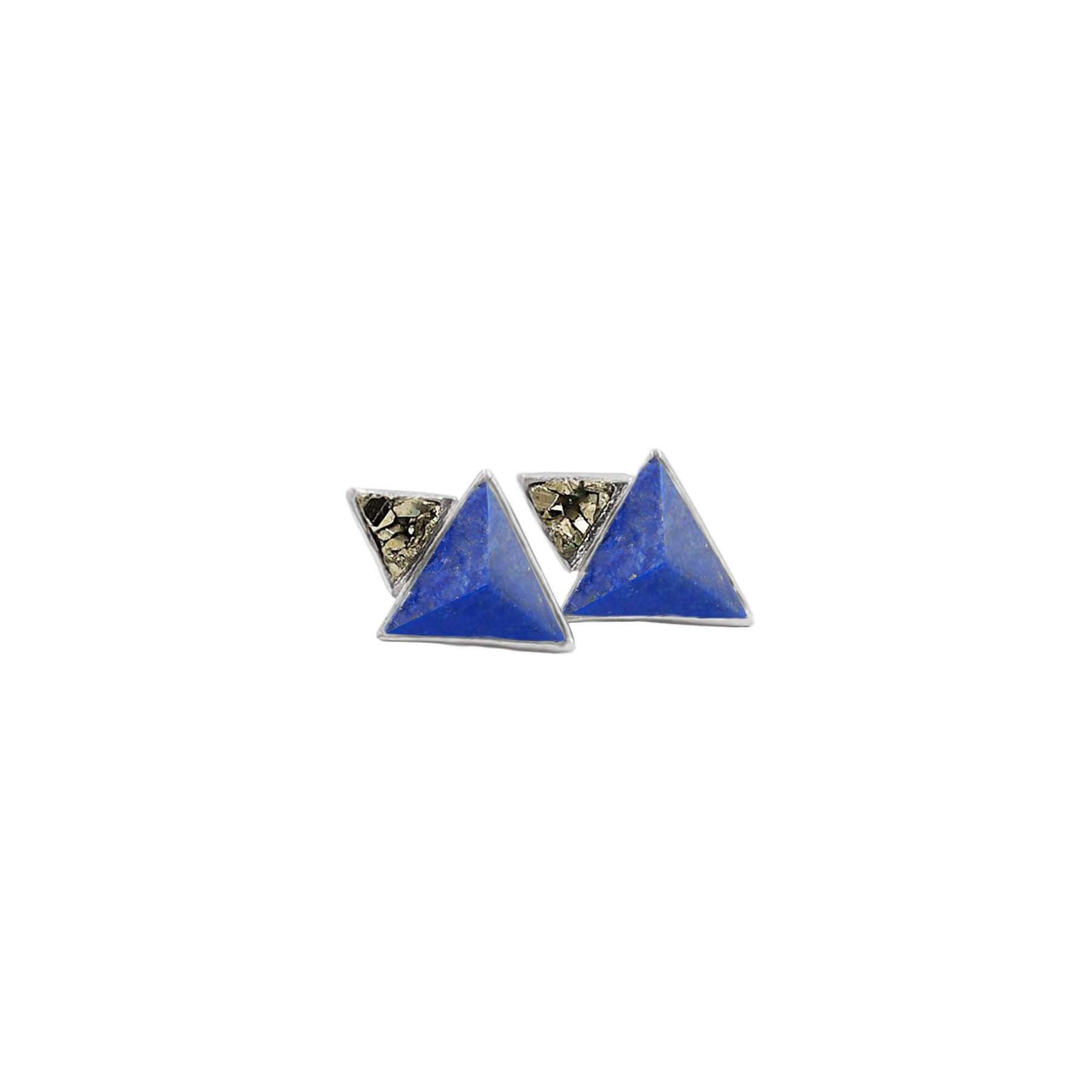 Aretes de Plata Triángulo y Pirámide con Piedras Naturales | Sissai Joyería 